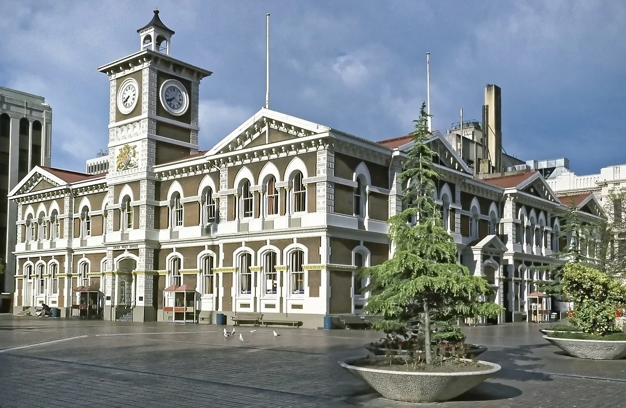 new zealand, christchurch, post office, vigtigste post office, jordskælv, fra jordskælv, ødelæggelse, historisk